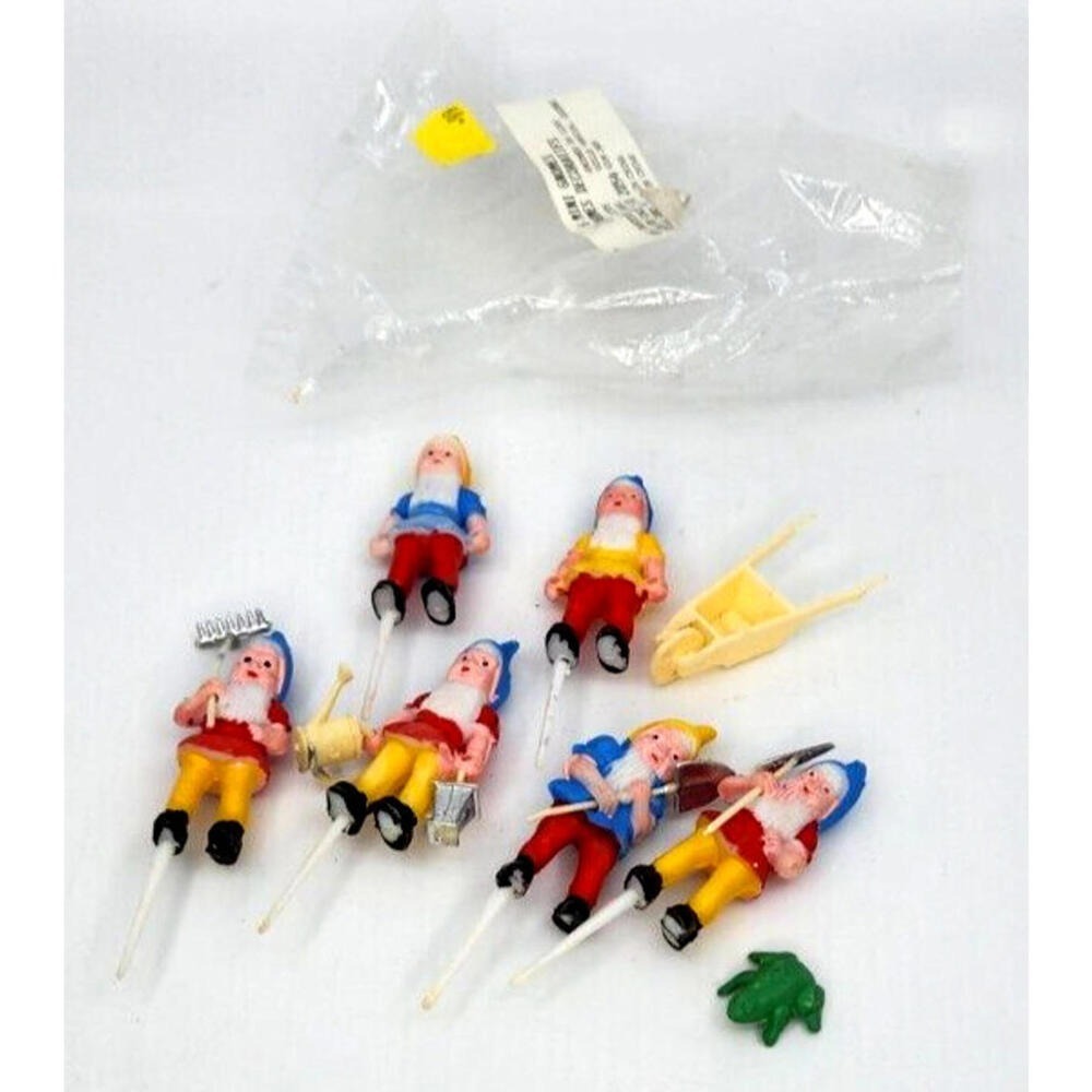 Vintage Snow White Dwarf Figure Cake Toppers New In Pack 3.5" MCM